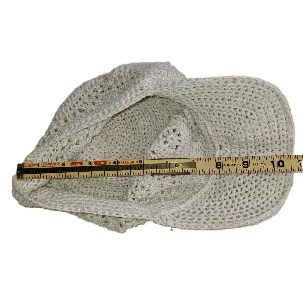 Crocheted Baseball Hat Cap Handmade Boho Romantic Feminine Cream Summer